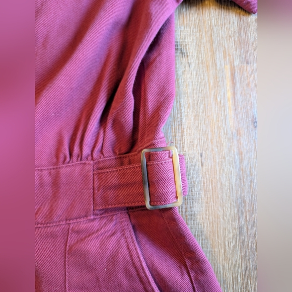 SEZANE * Lucia Vergara: Lucia Button Up Cinched Jumpsuit In Burgundy, Size 2 - Picture 9 of 13